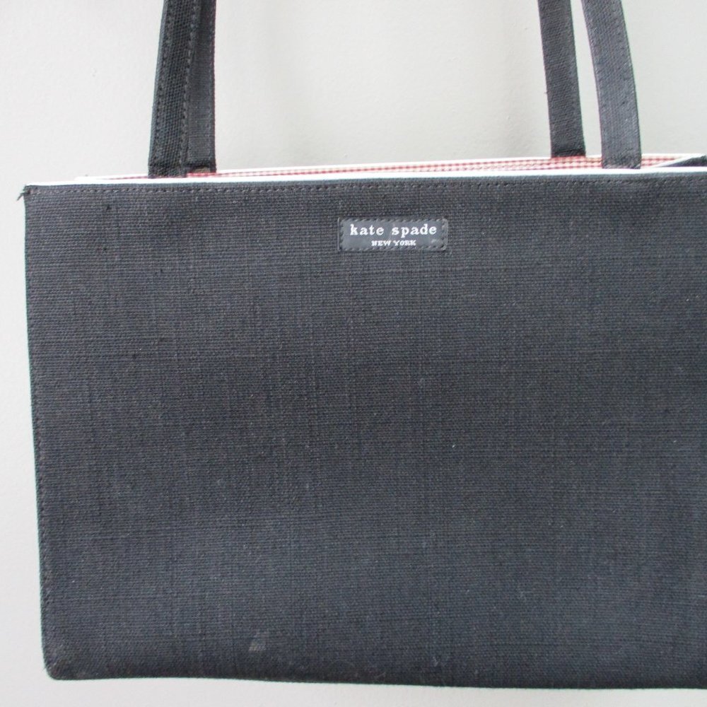 Womens Kate Spade Black Canvas Purse Tote Medium Size - Picture 2 of 6